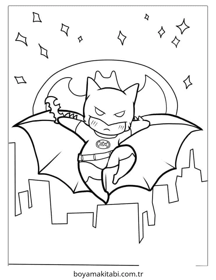 Batman boyama sayfası – PDF indir, sevimli karakter