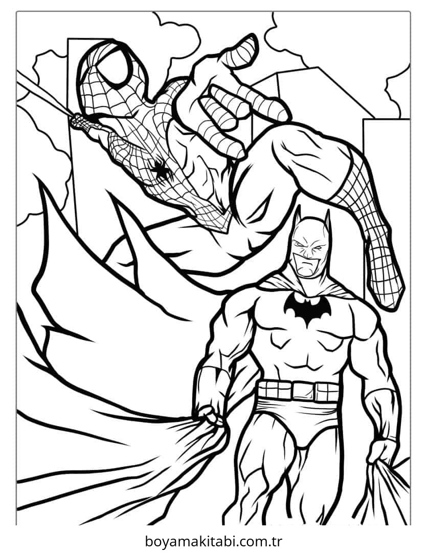 Batman boyama sayfası – renkli çizimler, okul öncesi