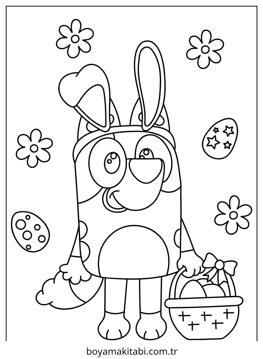 Bluey boyama sayfası – PDF indir, sevimli karakter