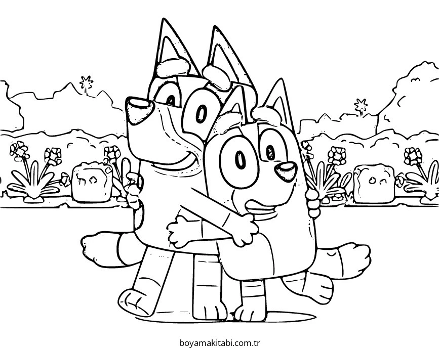 Bluey boyama sayfası – evde etkinlik, ücretsiz yazdır