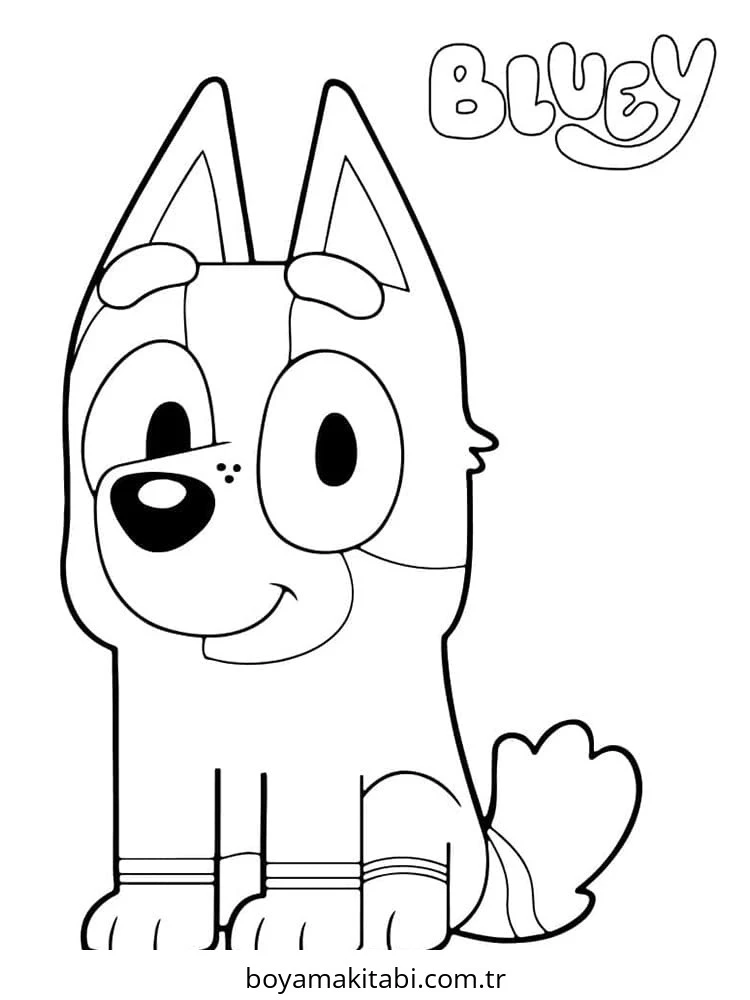 Bluey boyama sayfası – sanatsal çalışma, çocuklar için