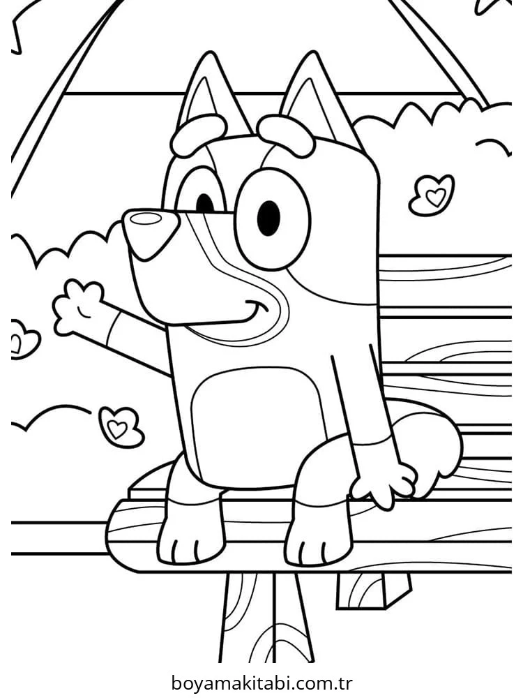 Bluey boyama sayfası – sevimli karakter, sanatsal çalışma