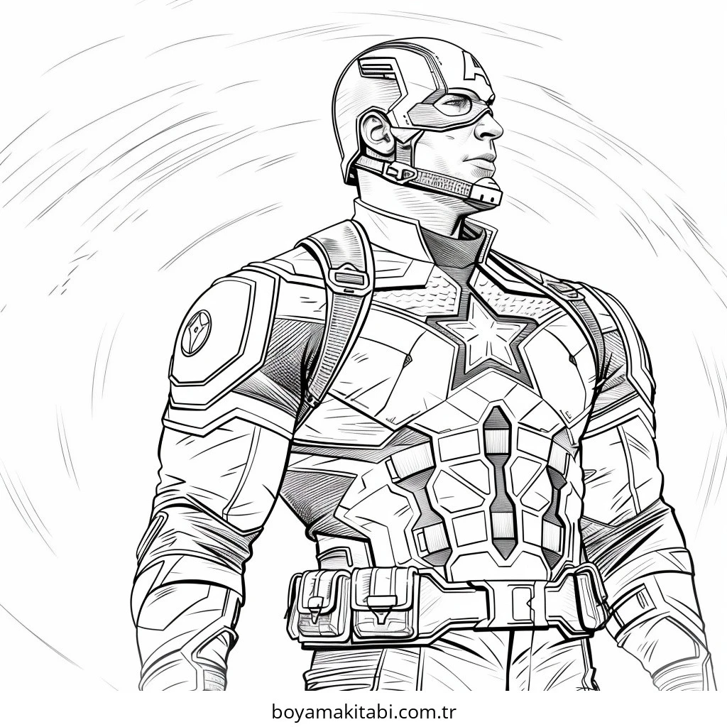Captain America boyama sayfası – yaratıcılık, eğlenceli etkinlik