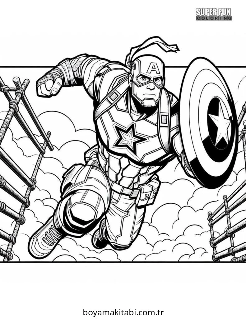 Captain America boyama sayfası – yaratıcılığı geliştirir, keyifli zaman