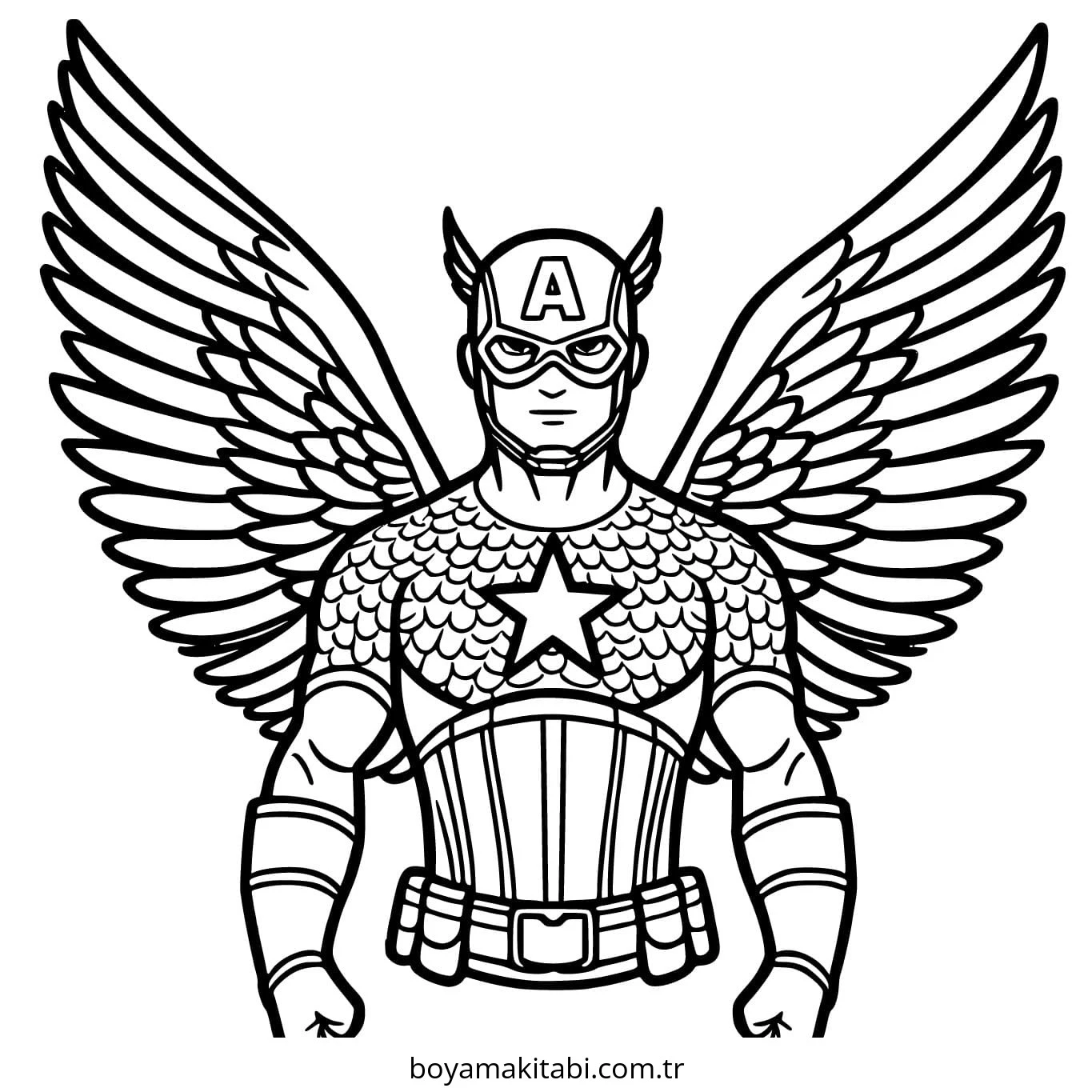 Captain America boyama sayfası – el becerilerini geliştirir, boyama çalışması