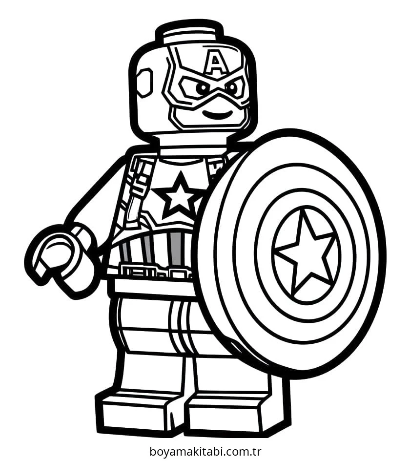 Captain America boyama sayfası – çocuk aktivitesi, PDF indir