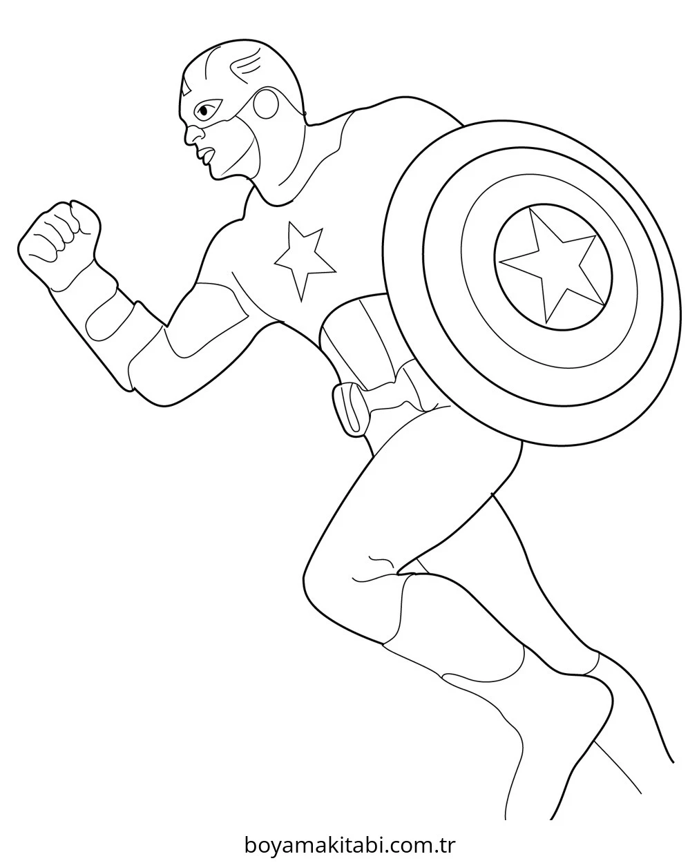 Captain America boyama sayfası – basit çizim, kolay boyama