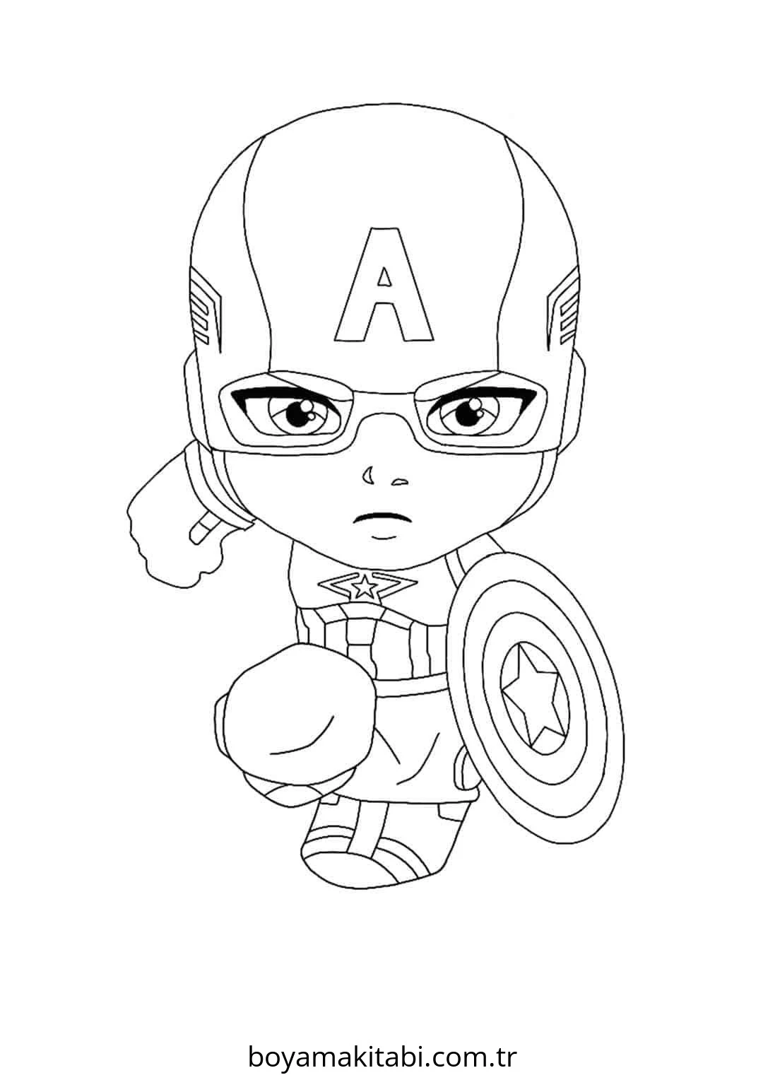 Captain America boyama sayfası – yaratıcılık, eğlenceli etkinlik