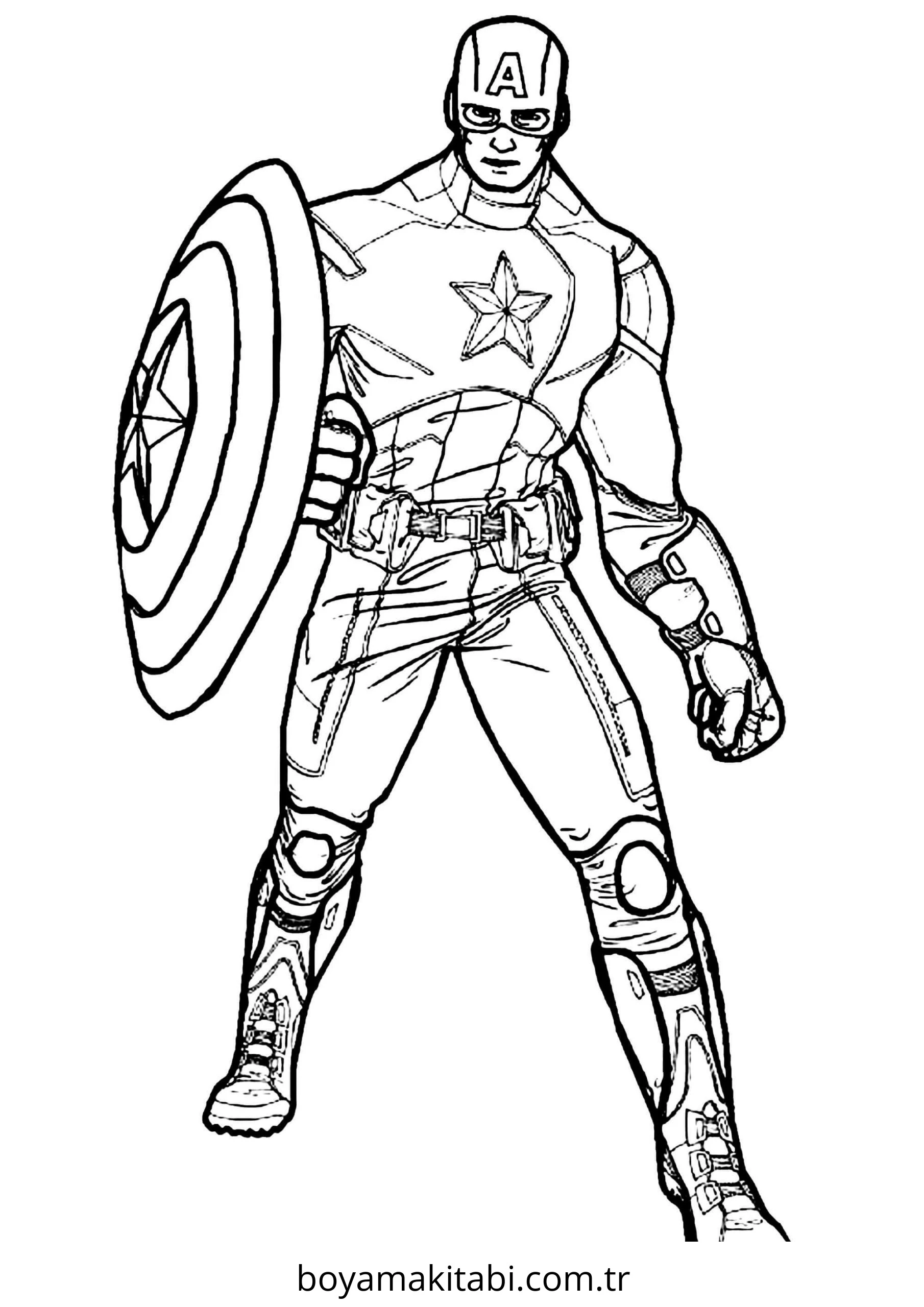 Captain America boyama sayfası – boyama çalışması, yaratıcılığı geliştirir