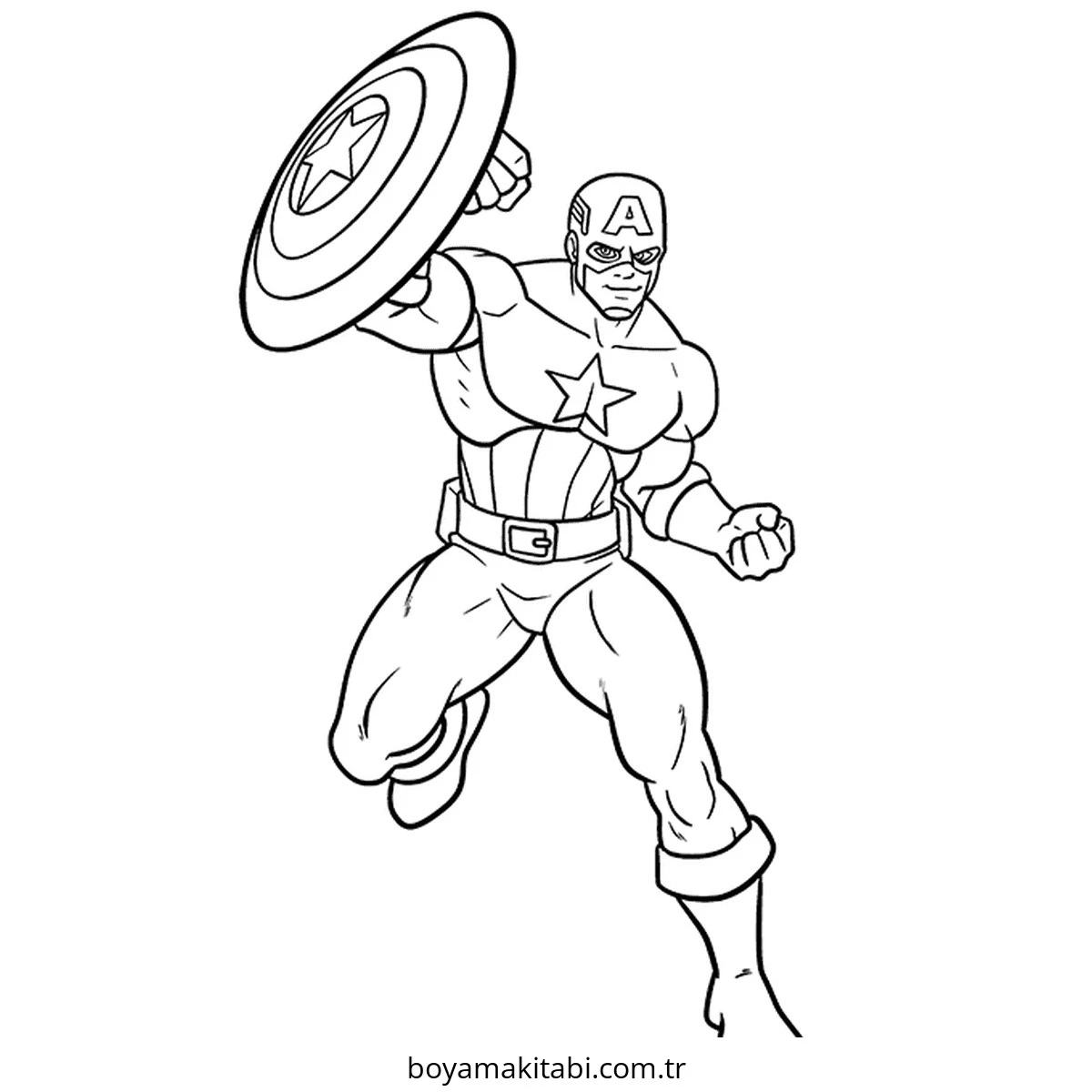 Captain America boyama sayfası – kolay boyama, eğitici aktivite