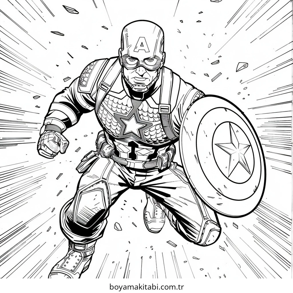 Captain America boyama sayfası – okul öncesi, evde etkinlik