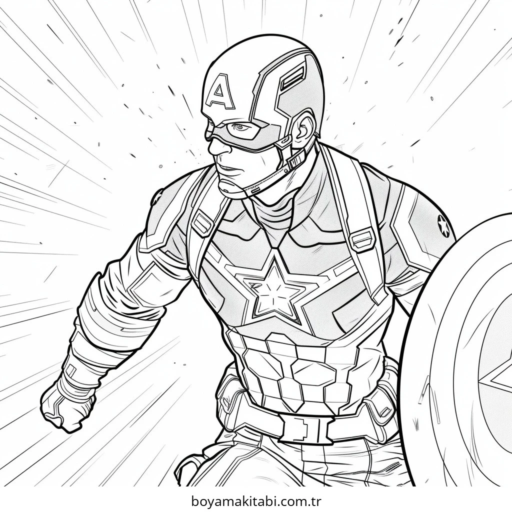 Captain America boyama sayfası – boyama etkinliği, çocuk aktivitesi