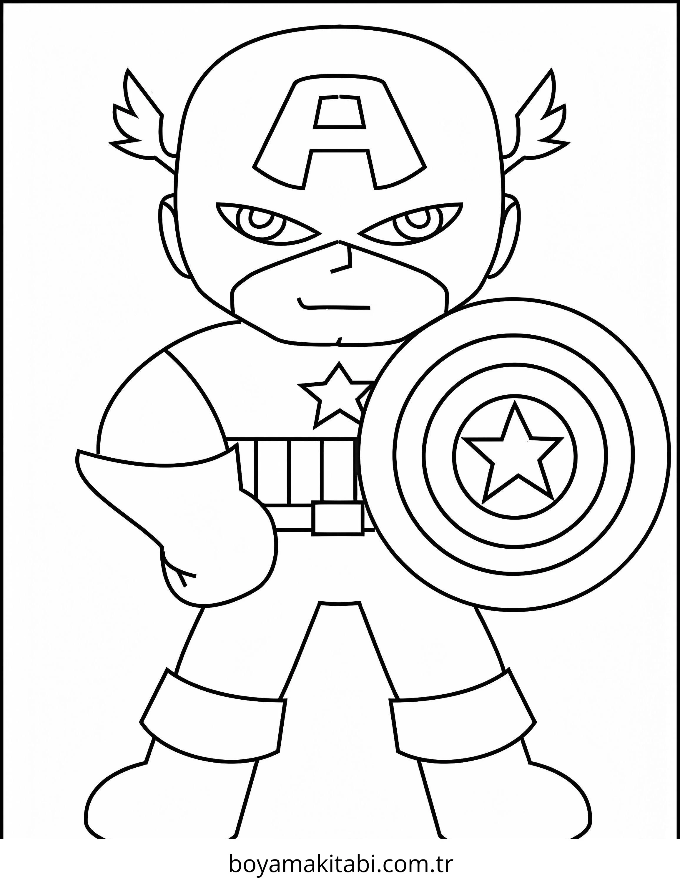 Captain America boyama sayfası – el becerilerini geliştirir, boyama çalışması
