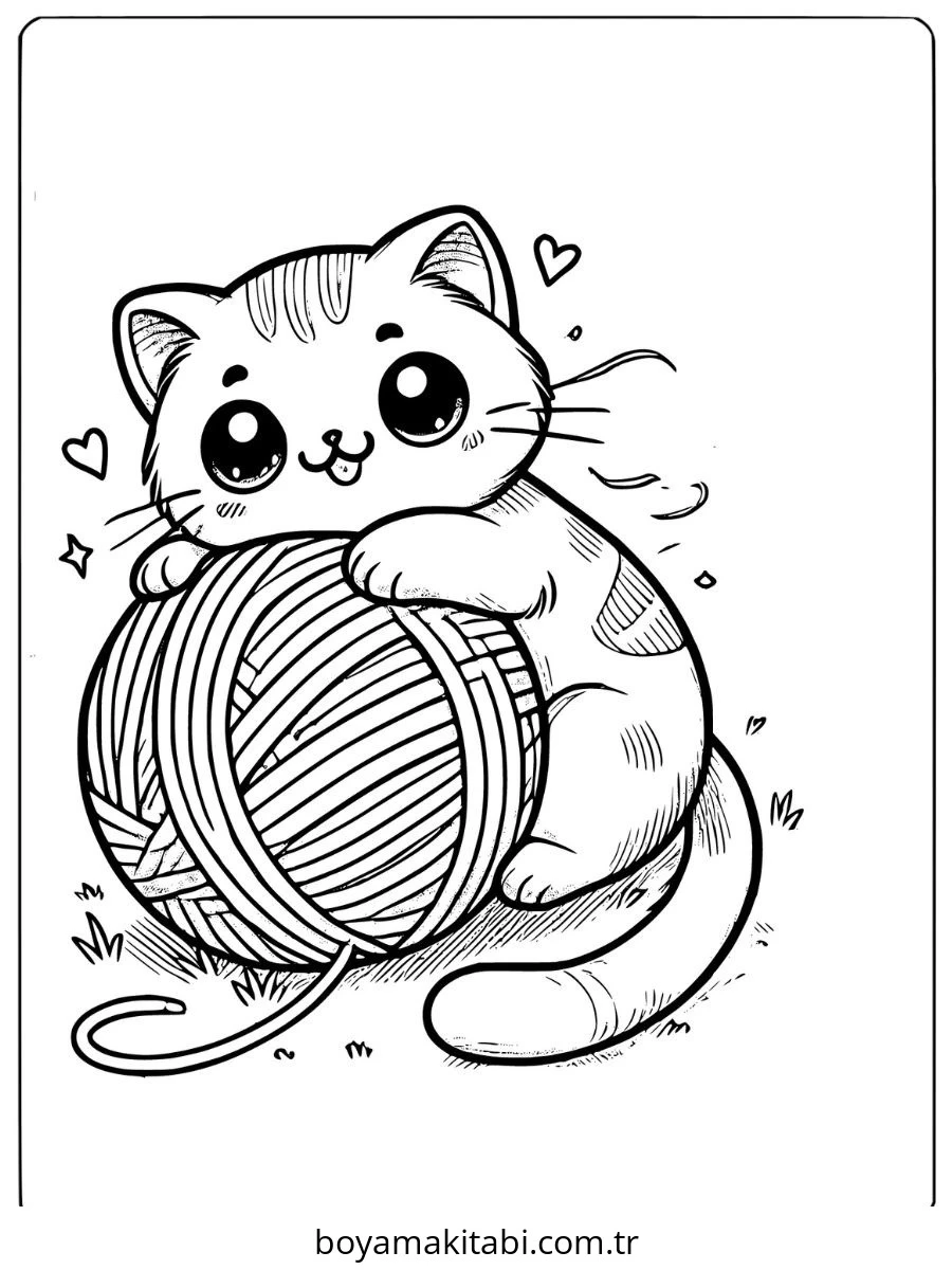 Kedi boyama sayfası #559 – okul öncesi, evde etkinlik