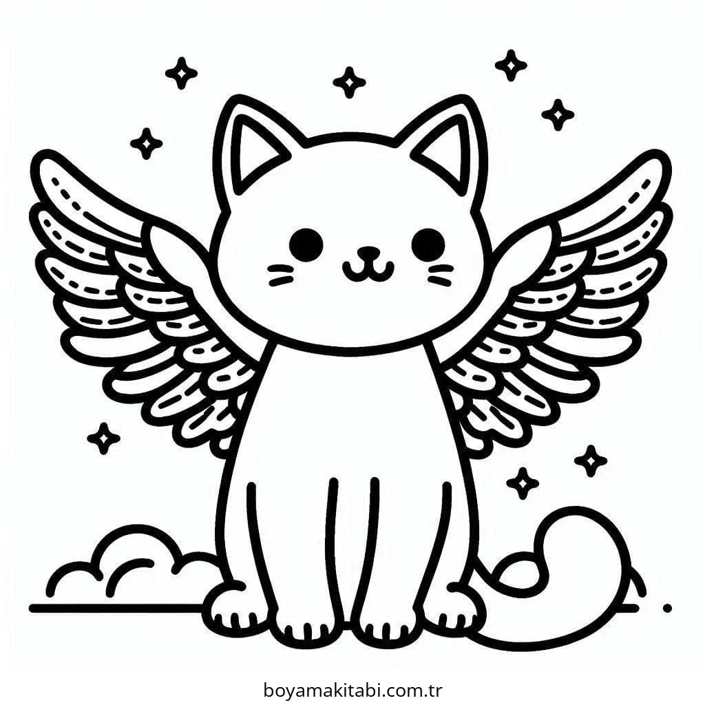 Kedi boyama sayfası #565 – keyifli zaman, renkli çizimler