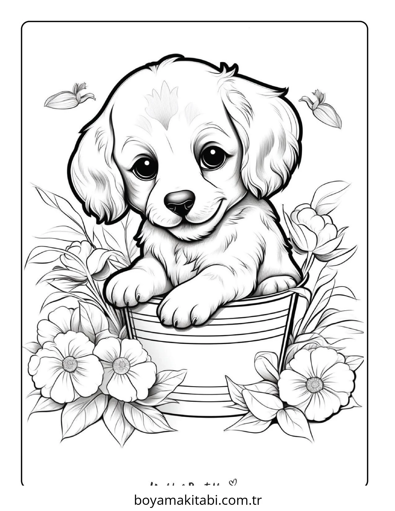 Köpek boyama sayfası #776 – aile ile vakit geçirme, renk bilgisini öğretir