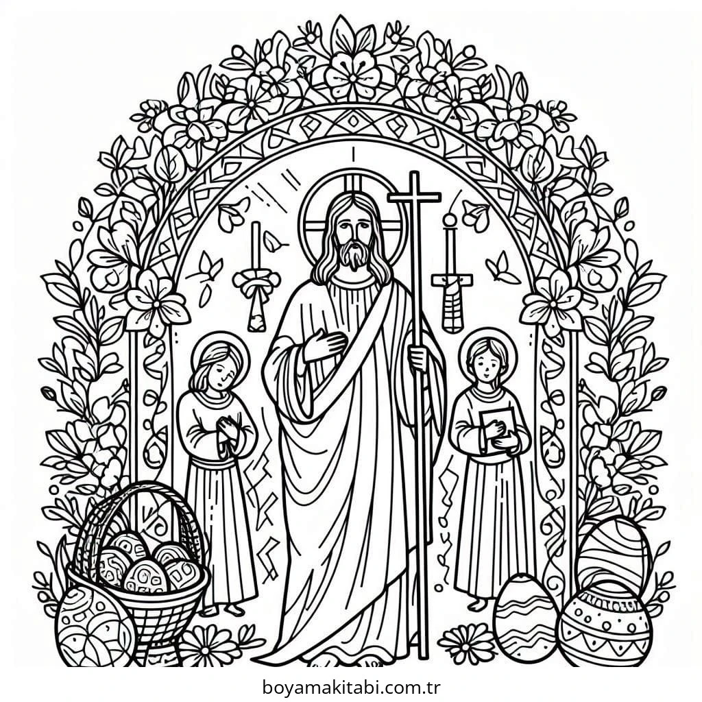 Easter boyama sayfası – kolay boyama, eğitici aktivite