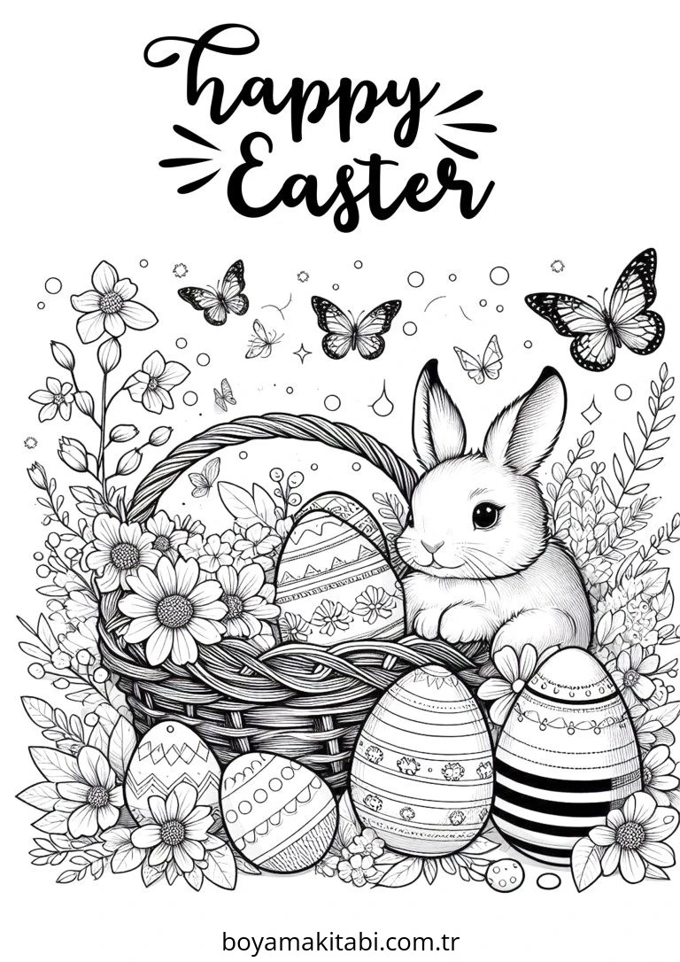 Easter boyama sayfası – keyifli zaman, renkli çizimler