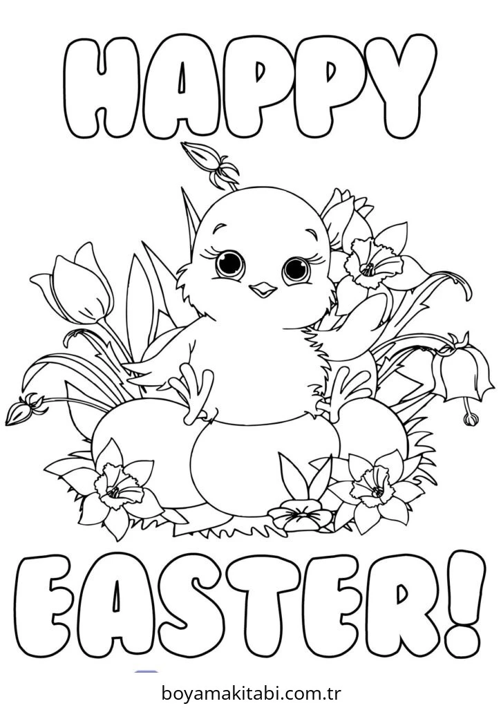 Easter boyama sayfası – eğlenceli etkinlik, el becerilerini geliştirir