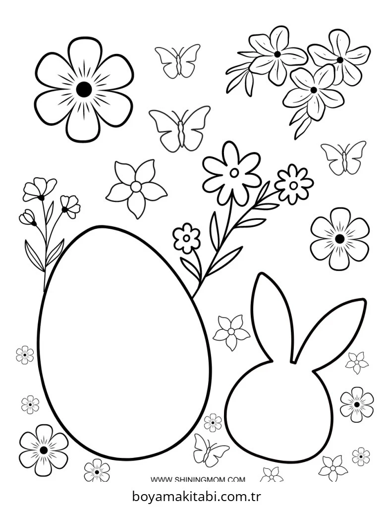 Easter boyama sayfası – basit çizim, kolay boyama