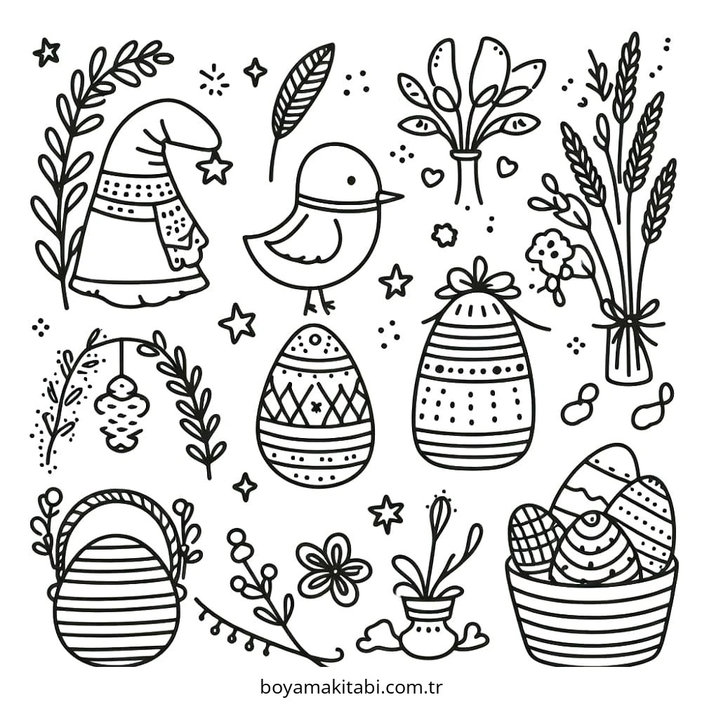 Easter boyama sayfası – kolay boyama, eğitici aktivite