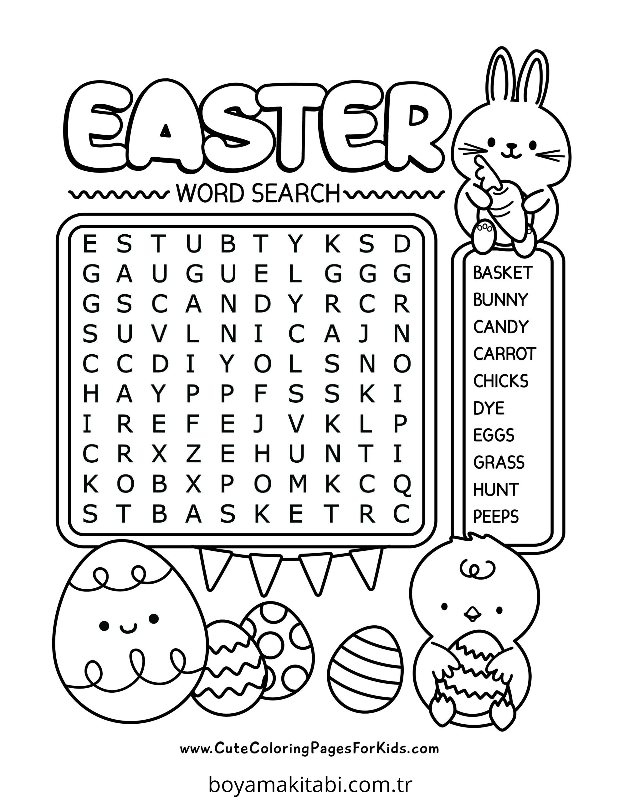 Easter boyama sayfası – sevimli karakter, sanatsal çalışma