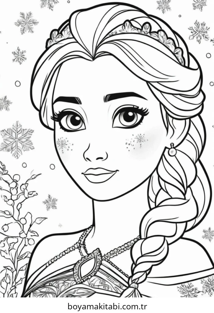Elsa boyama sayfası – renkli çizimler, okul öncesi