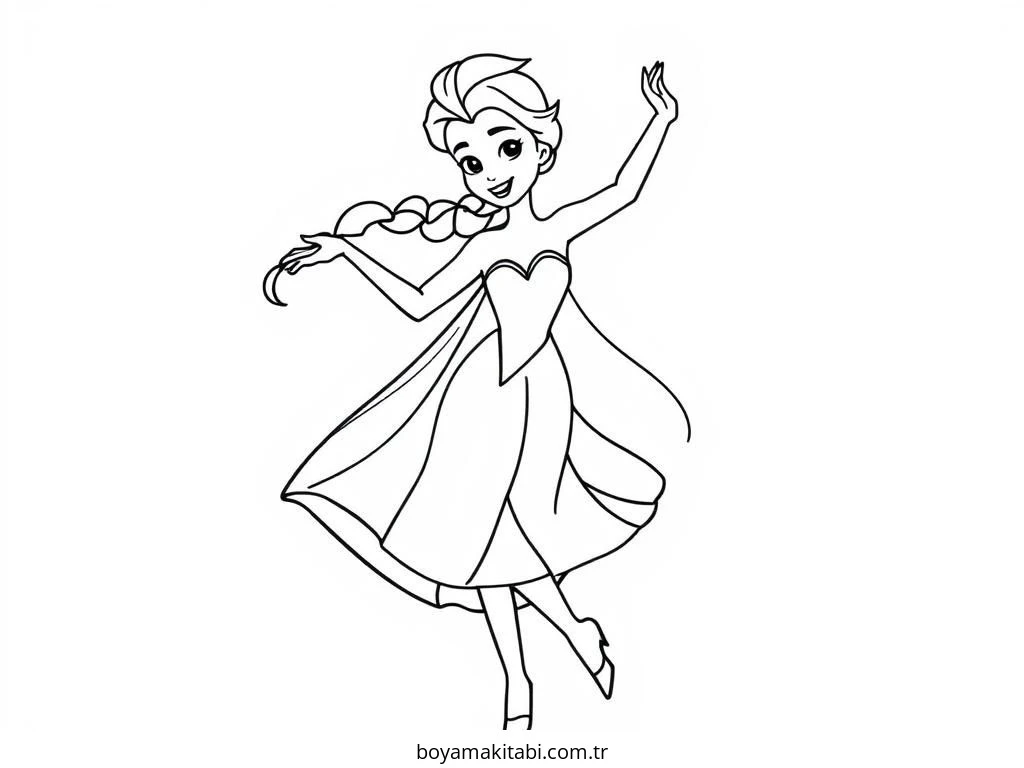 Elsa boyama sayfası – boyama çalışması, yaratıcılığı geliştirir
