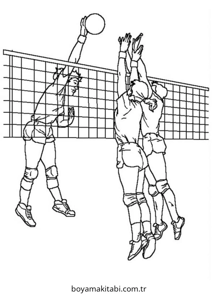 Voleybol boyama sayfası – basit çizim, kolay boyama