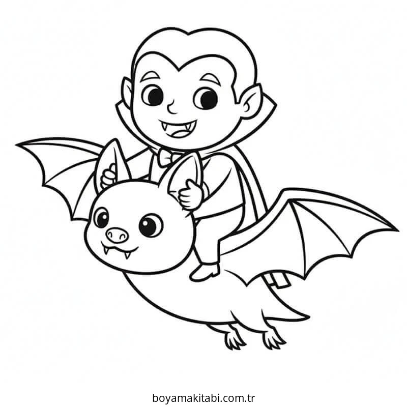 Vampir boyama sayfası – PDF indir, sevimli karakter