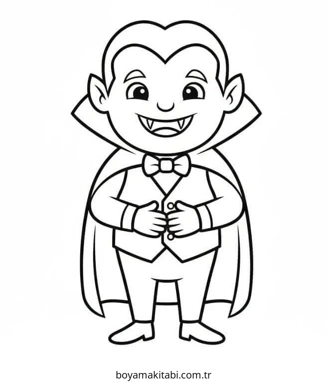 Vampir boyama sayfası – PDF indir, sevimli karakter