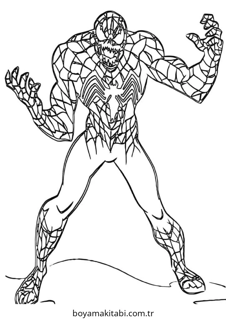 Venom boyama sayfası – çocuk aktivitesi, PDF indir