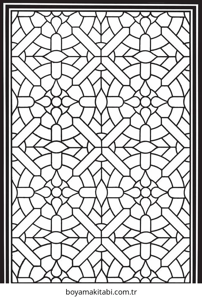 Vitray boyama sayfası – çocuk aktivitesi, PDF indir