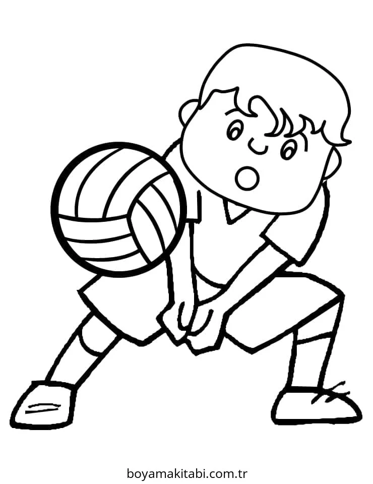 Voleybol boyama sayfası – sanatsal çalışma, çocuklar için