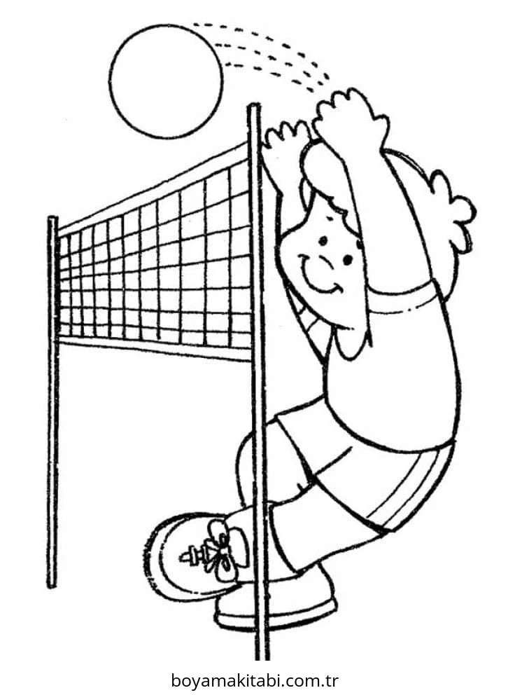 Voleybol boyama sayfası – basit çizim, kolay boyama