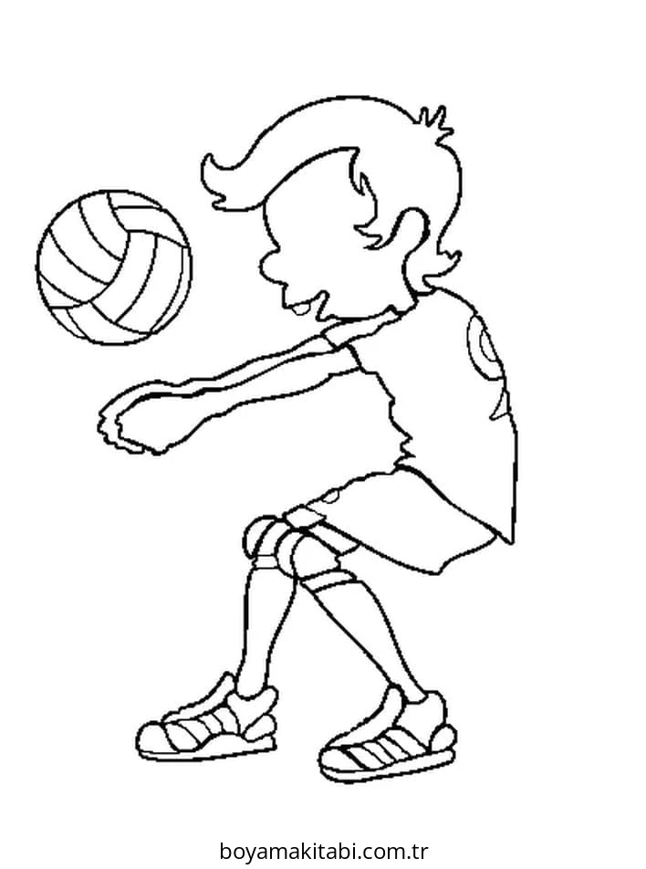 Voleybol boyama sayfası – çizgi film temalı, basit çizim