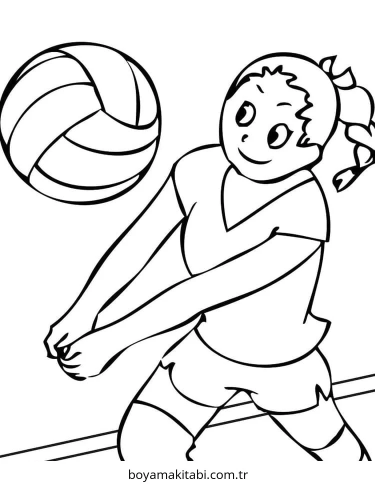 Voleybol boyama sayfası – el becerilerini geliştirir, boyama çalışması