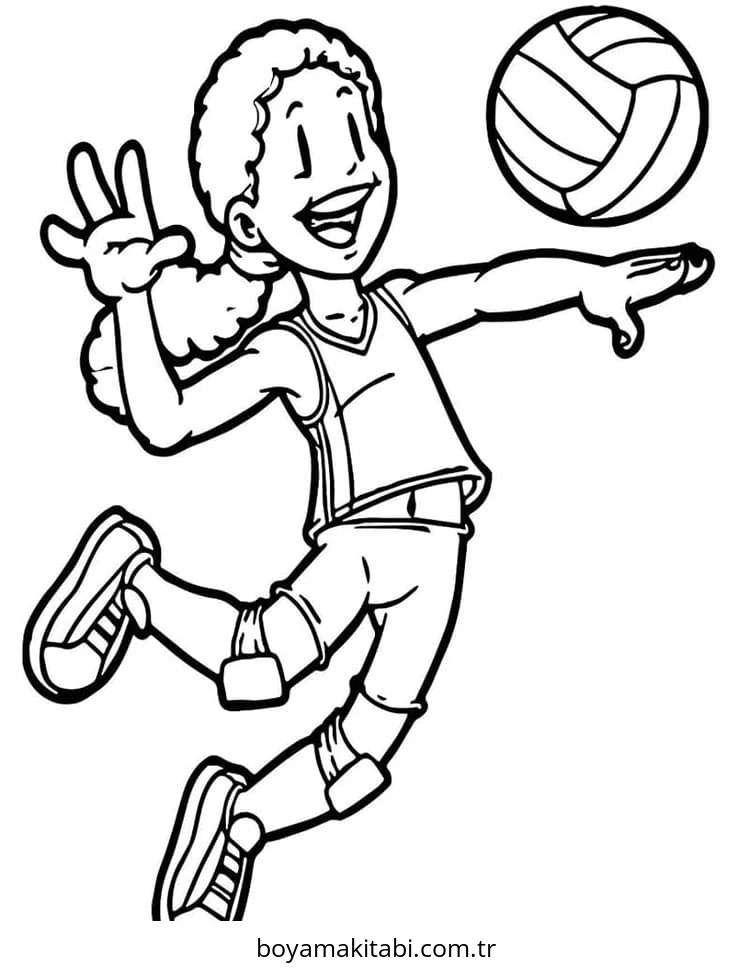 Voleybol boyama sayfası – PDF indir, sevimli karakter