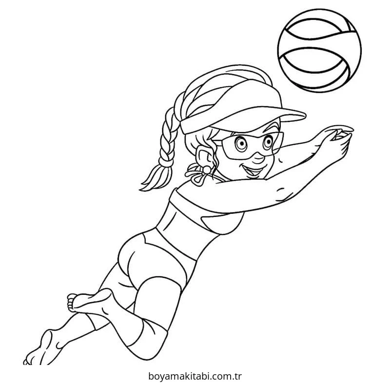 Voleybol boyama sayfası – çocuklar için, çizgi film temalı