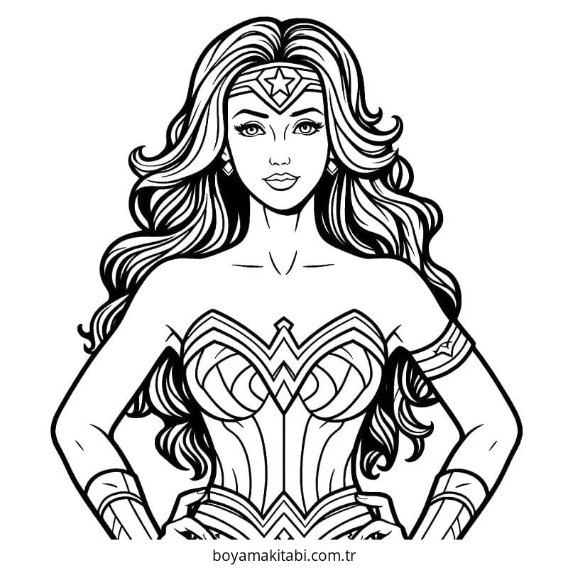 Wonder Woman boyama sayfası #8 – keyifli zaman, renkli çizimler