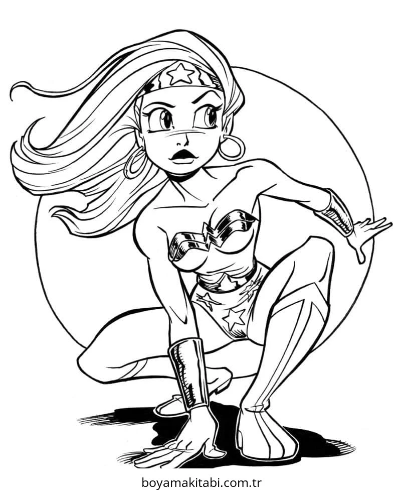 Wonder Woman boyama sayfası #21 – sınıf etkinliği, kolay indirilebilir