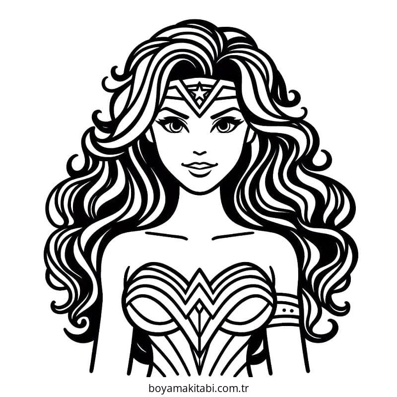 Wonder Woman boyama sayfası #32 – günlük etkinlik önerisi, kolay boyama