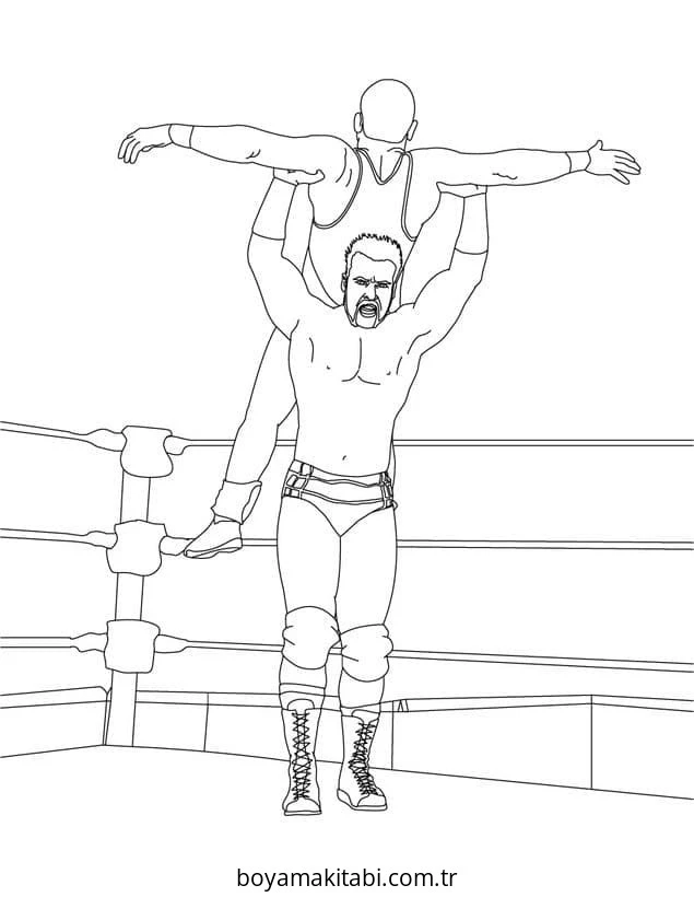 WWE boyama sayfası #27 – çizgi film temalı, basit çizim