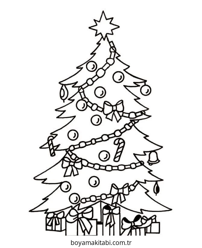 Yılbaşı Ağacı (Noel ağacı) boyama sayfası #24 – eğitici aktivite, yaratıcılık