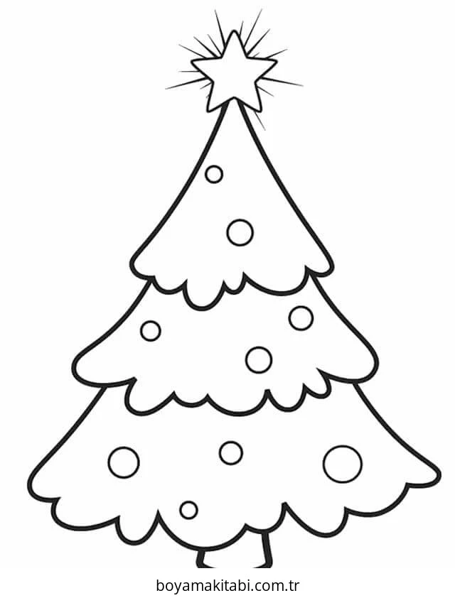 Yılbaşı Ağacı (Noel ağacı) boyama sayfası #27 – evde etkinlik, anaokulu etkinliği