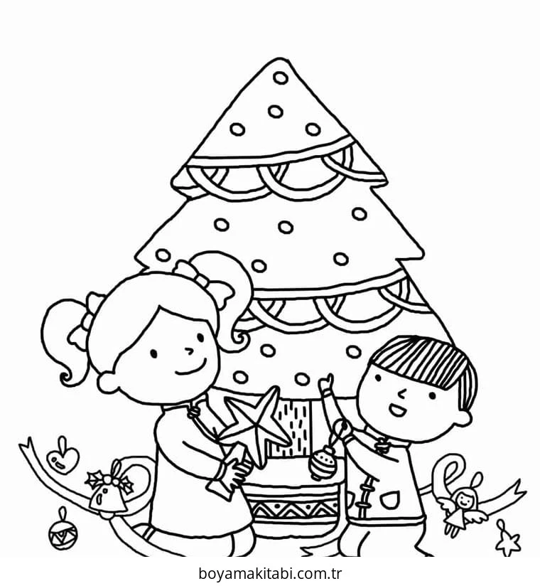 Yılbaşı Ağacı (Noel ağacı) boyama sayfası #33 – anaokulu etkinliği, motor becerileri destekler