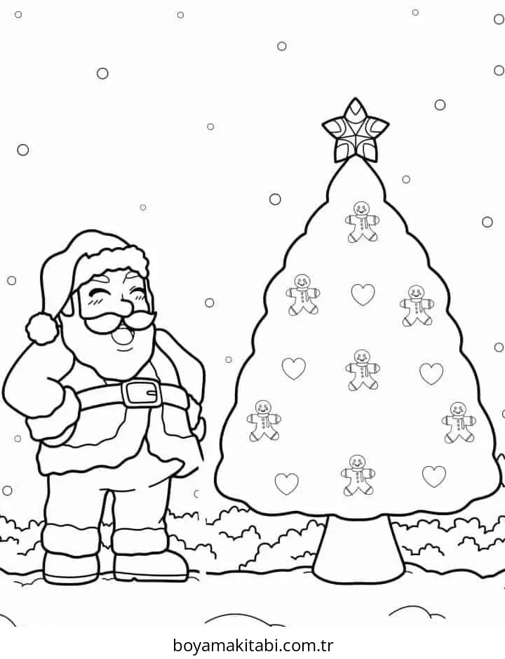 Yılbaşı Ağacı (Noel ağacı) boyama sayfası #66 – evde etkinlik, anaokulu etkinliği