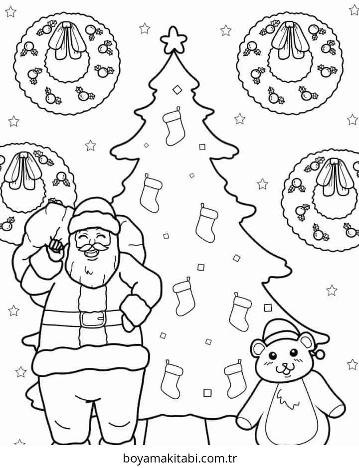 Yılbaşı Ağacı (Noel ağacı) boyama sayfası #68 – sanatsal çalışma, aile ile vakit geçirme