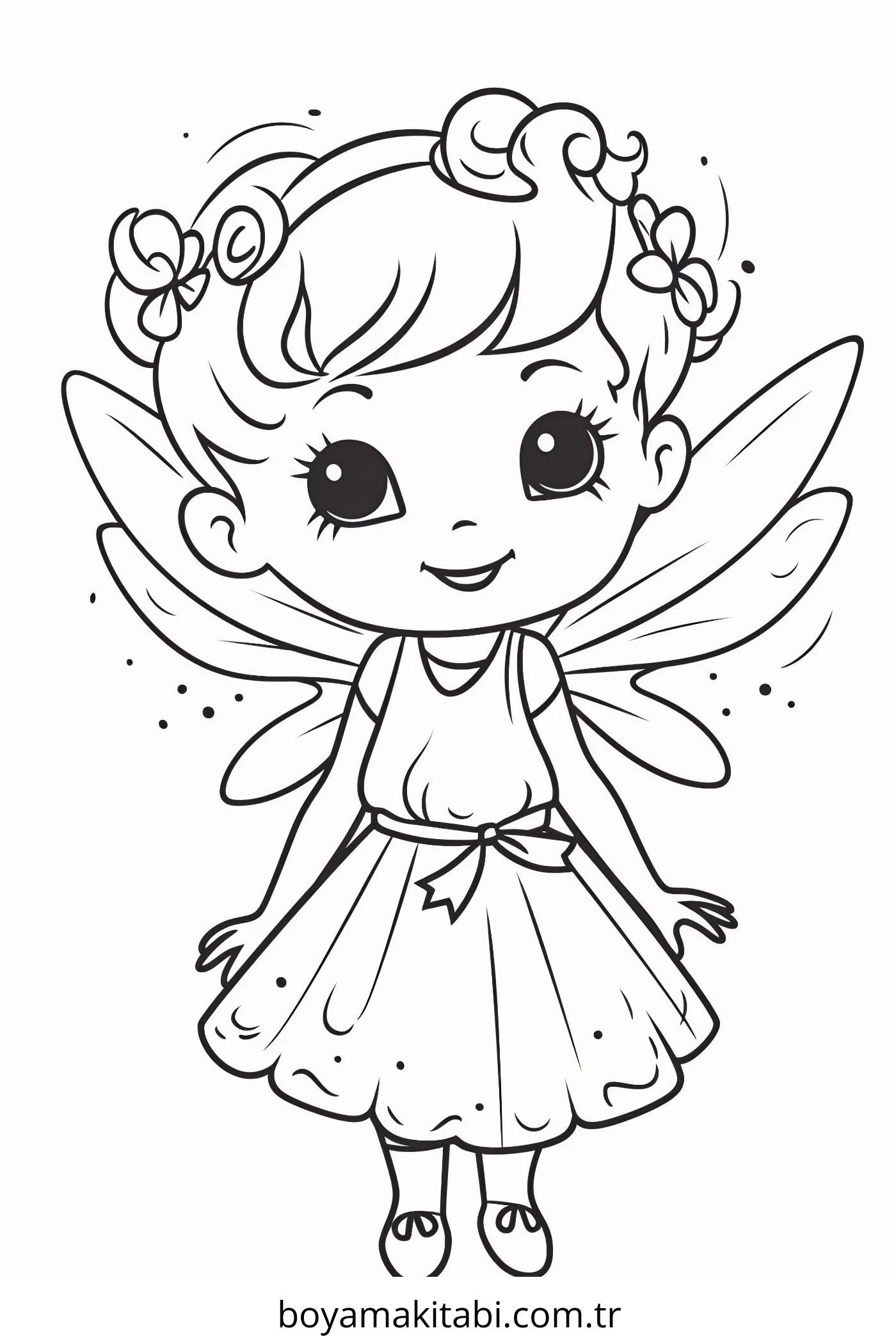 Fairy boyama sayfası – PDF indir, sevimli karakter