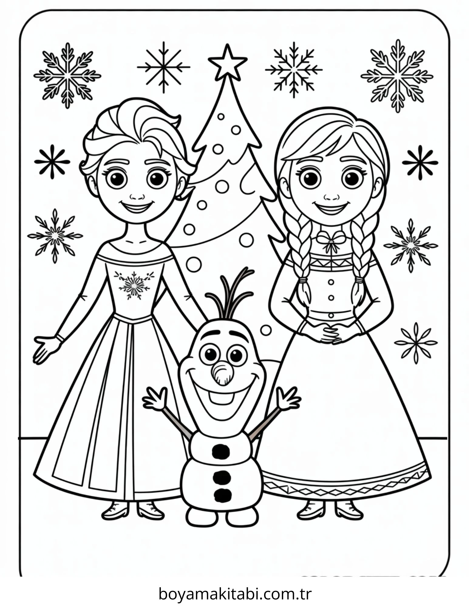 Frozen (Karlar Ülkesi) boyama sayfası – sanatsal çalışma, çocuklar için